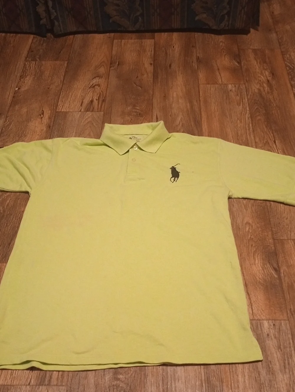 Men's Polo Ralph Lauren Big Pony 3 Lime Green Golf Collar Short Sleeve Shirt 2XL